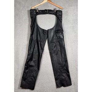 Jafrum Leather Motorcycle Chaps‎ Mens Small Biker Gear Adjustable Waist Lined